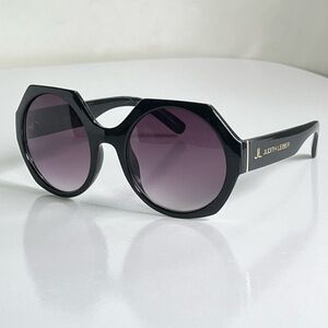 JL By Judith Leiber Fushia Octagon Poly Black Purple Smoke Lenses Sunglasses